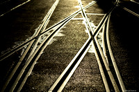 Train tracks in the twilight