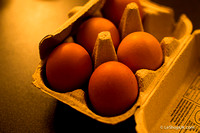 Eggs in a box under a lovely golden light