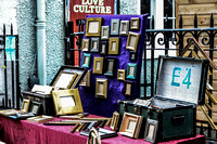 A market stall selling handmade frames