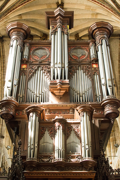 The imposing organ of Exeter Cathedral takes centre stage